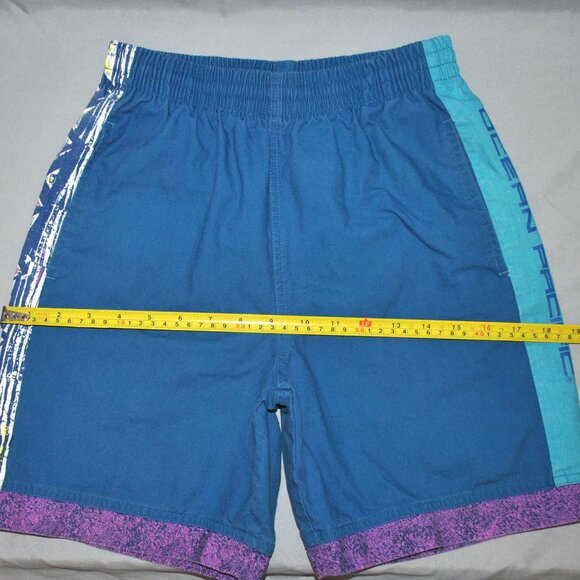 Vintage Ocean Pacific Shorts Boys Size Large Retro Surf Blue & Geometric Shorts - Picture 10 of 11